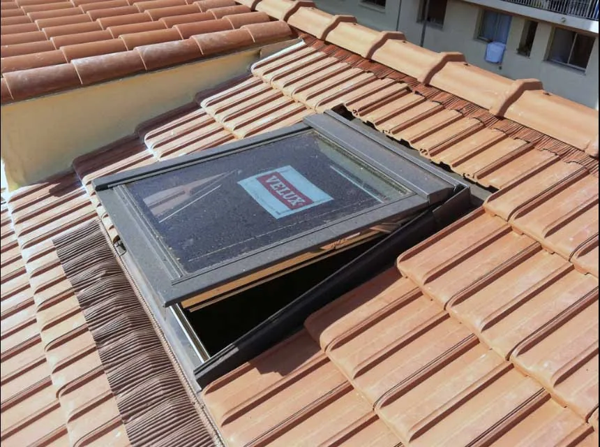 Gros plan sur une fenêtre de toit Velux installée dans la Seine-et-Marne